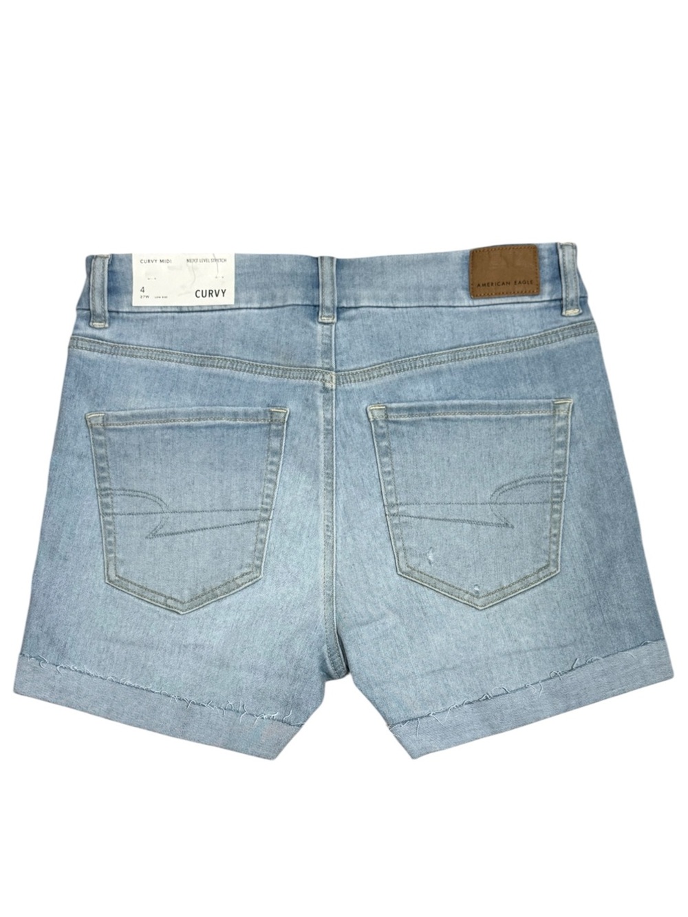 NWT American Eagle Curvy Hi-Rise Midi Denim Shorts Size 4 Button Fly Light Wash - Picture 4 of 6